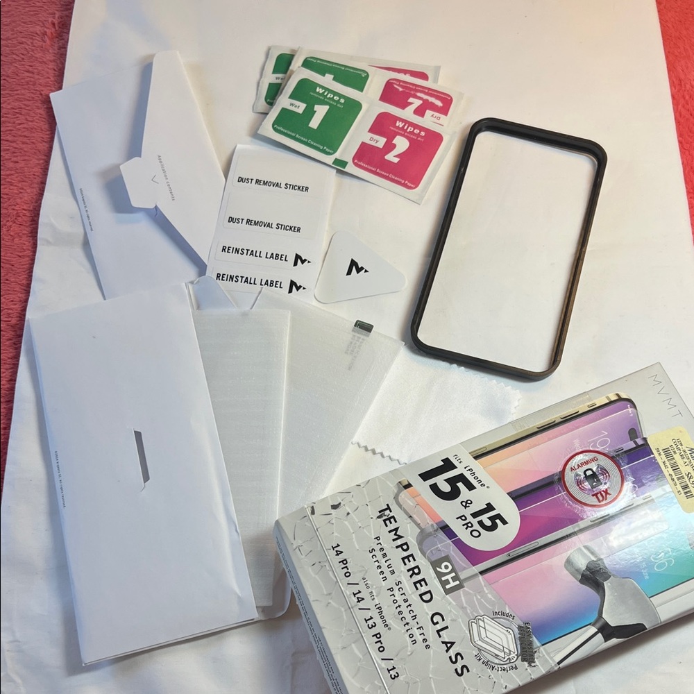 Tempered Glass Screen Protector for iPhone 15 pro 14 Pro/13 Pro - Black Frame